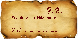 Frankovics Nándor névjegykártya